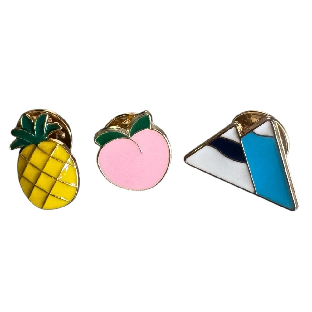 Colorful Fruit and Mountain Enamel Pins